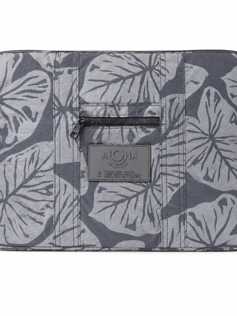 ALOHA Collection Kalo Laptop Case Black Gray Tropical Leaf Print Ripstop Nylon - Picture 2 of 5